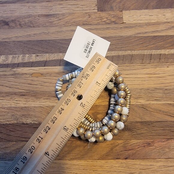 Meghan Browne Style Lana Howlite 5 Strand Boho Stretch Bracelets - Picture 10 of 15